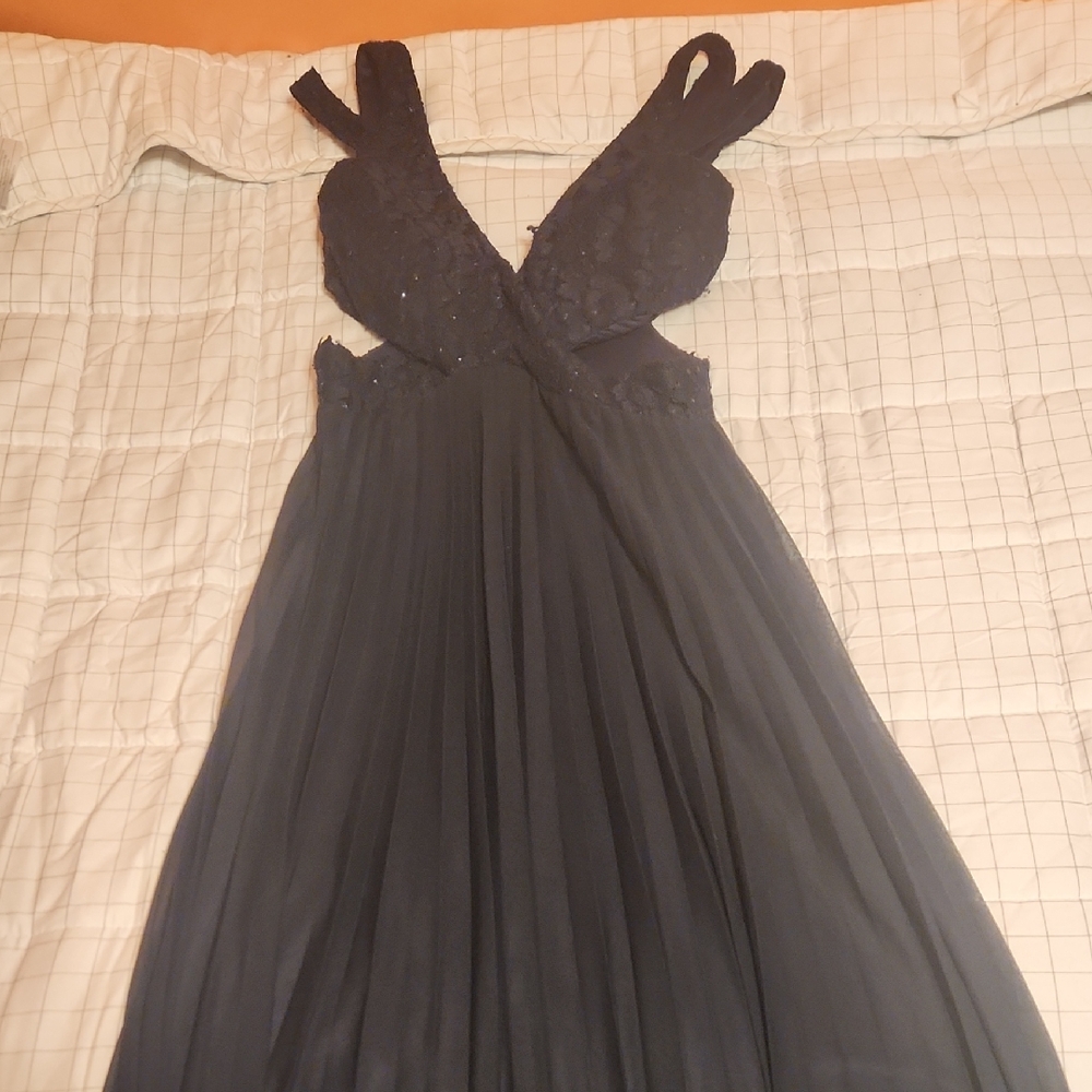 Speechless Navy Lace Prom Dress